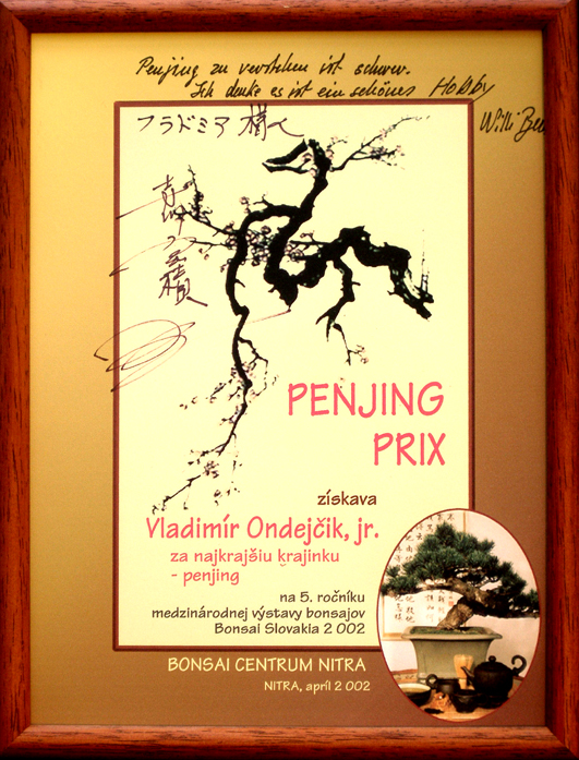 Cena za najkrajšiu krajinku Penjing