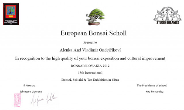 BONSAI & SUISEKI AWARD - Photogalery - Bonsai Slovakia 2012 - International Bonsai, Suiseki and Tea Exhibition, Nitra, Slovakia